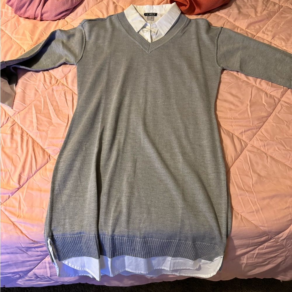 Sweater with polo built in